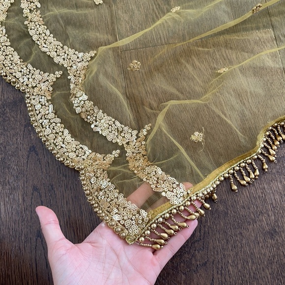 Indian lengha bottom  Forrest green gold details - Picture 5 of 6